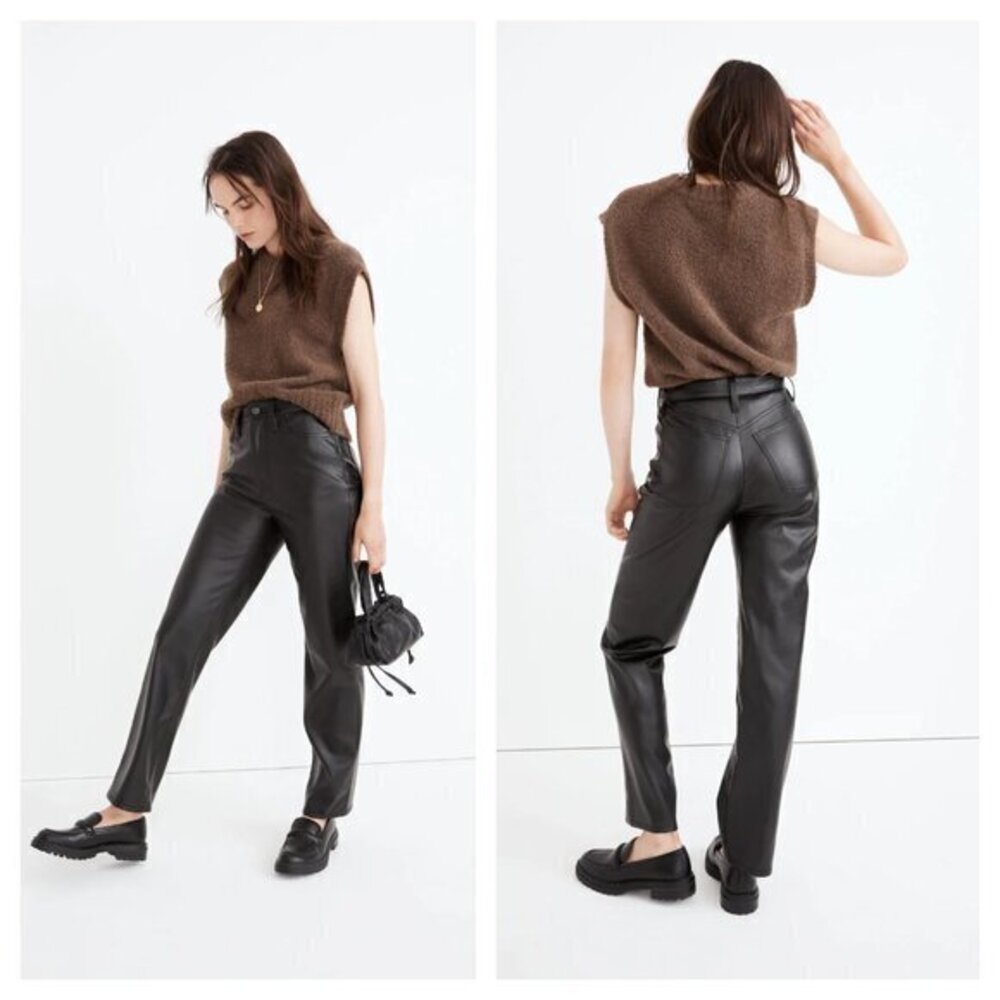 Madewell The Perfect Vintage Straight Jean: Faux Leather Edition 29 True Black
